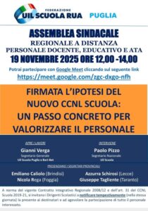 Assemblea Sindacale regionale a distanza personale docente, educativo e ATA - 19 Novembre 2025 ore 12:00 -14:00